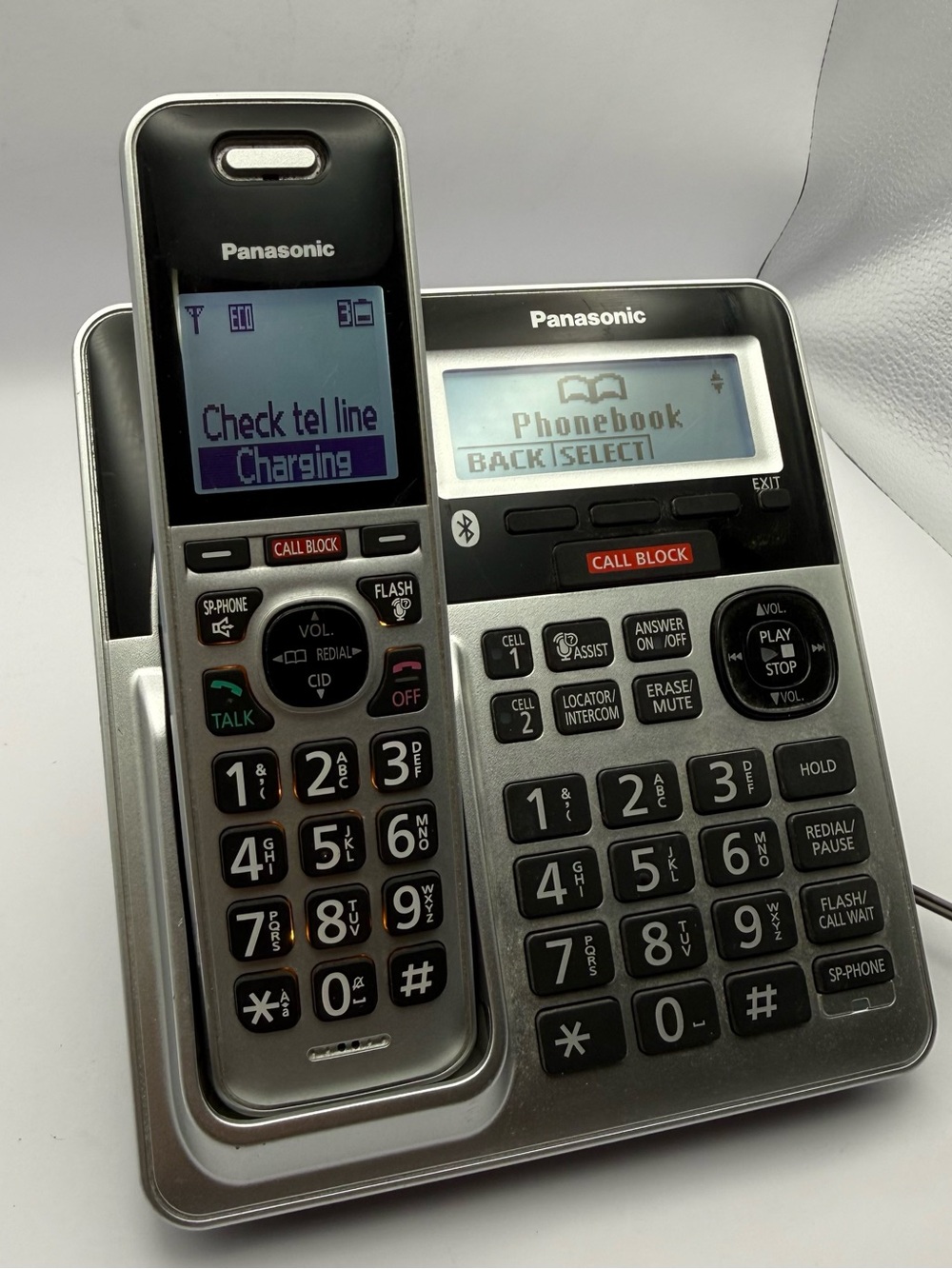 Panasonic KX-TGF970 Cordless Phone Base Handset Call Block Bluetooth Tested